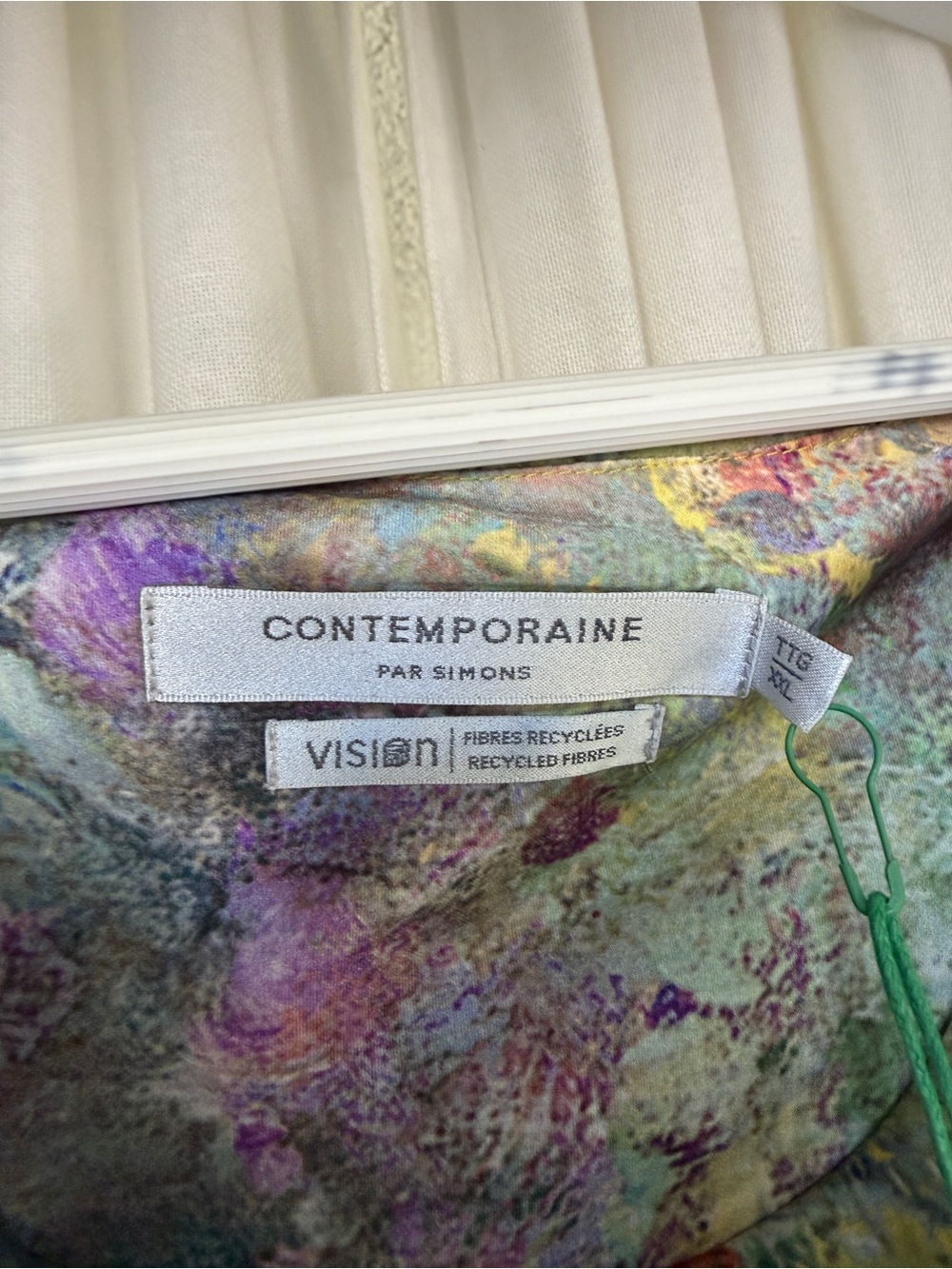 SIMONS CONTEMPORAINE Impressionist Garden Satiny Cowl Neck Dress trib to Monet - Picture 6 of 11